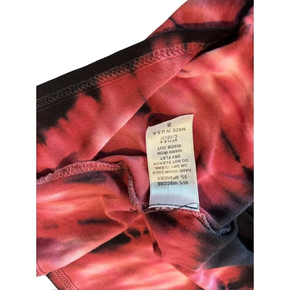 Chatoyant Women's Black long-sleeve Dress with Pink Tie-dye Detailing
